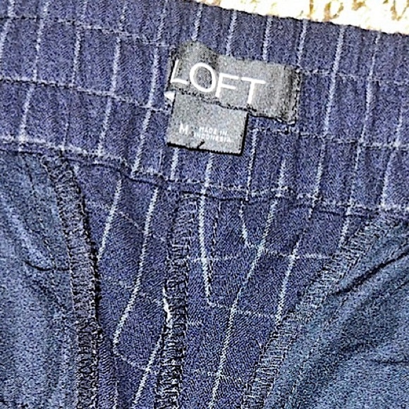 Loft Comfort Navy Blue Checkered Elastic Waistband Drawstring Pants - Picture 10 of 11